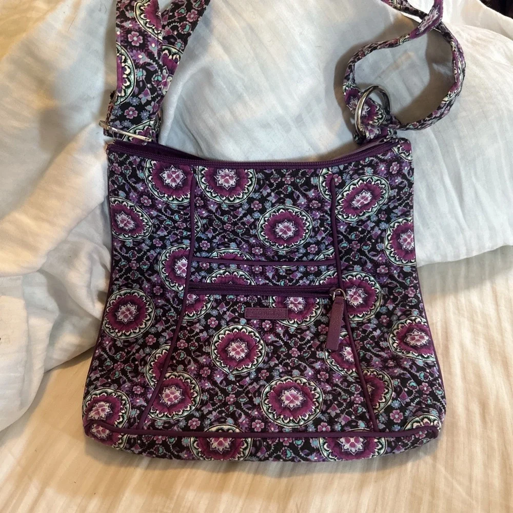 Vera Bradley Villager Tote Shoulder Purse Crossbody Lilac Medallion EUC
